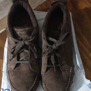 Women's en's Brown Suede Casual Lace-Up Shoes Sz 8